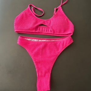 Hot pink high wasted bikini